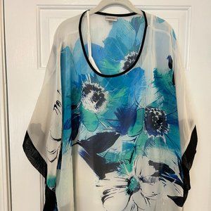 The Avenue- blue and black floral sheer wide tunic (size 22/24)